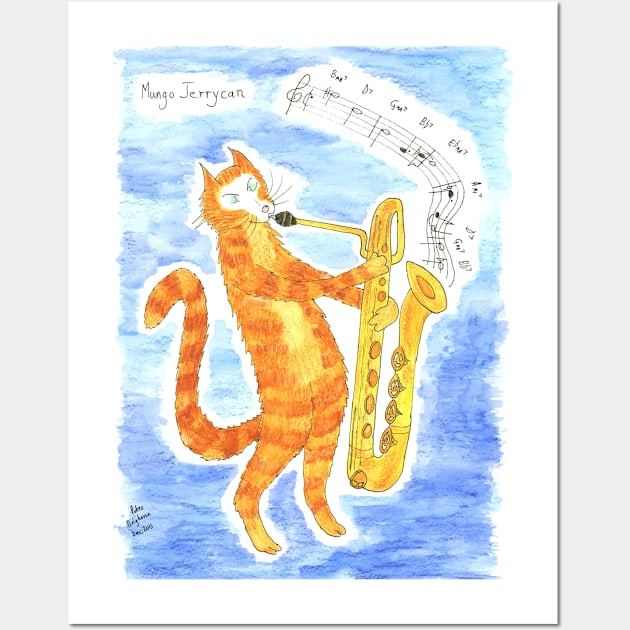 Cat Jazz saxophonist Wall Art by MrTiggersShop